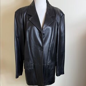 Preston & York Black Lambskin Leather Blazer Jacket XL NWOT